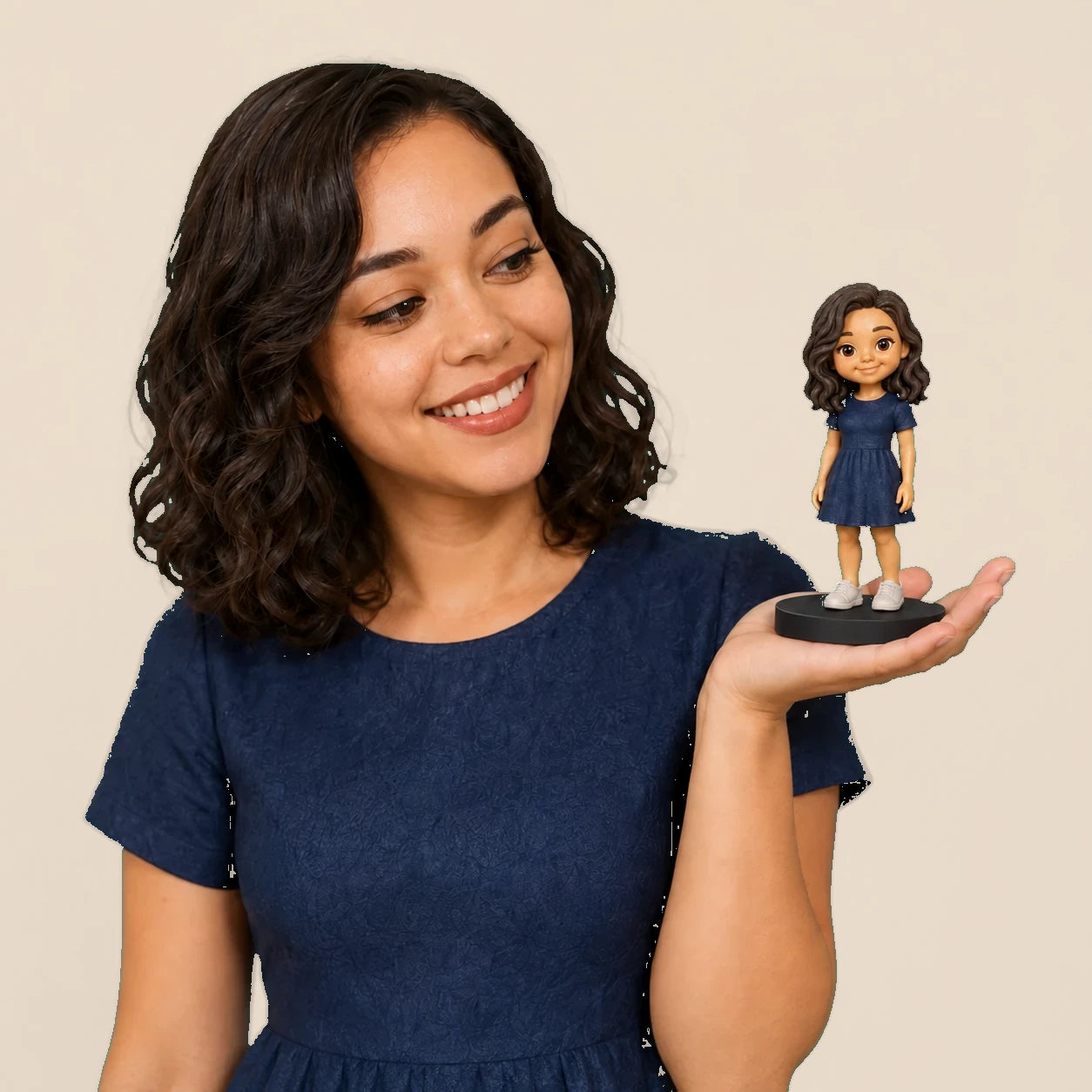 Mini you — a single hand-painted resin character lit on its plinth