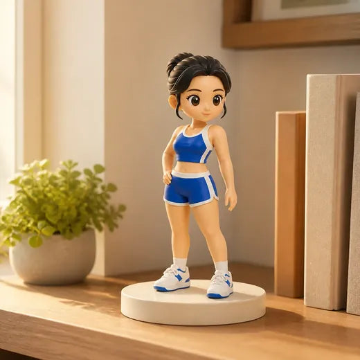 Signature pose character illustrated in a styled room